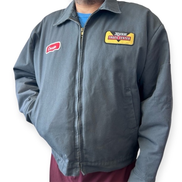 SHOP JACKET Men’s XL Uni-Wear Canvas Jacket Rush Truck Center Ceasar Patches - Picture 1 of 14